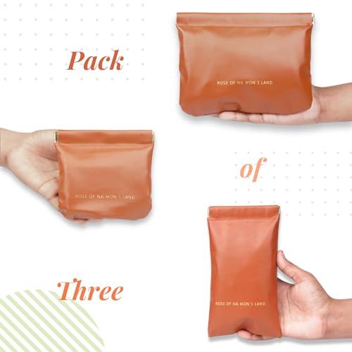 Image of House of Quirk Cosmetic Bag for Women Makeup Bag for Purse Travel Makeup Organizer Bag Waterproof Makeup Pouch with Sunglasses Case (Pack of 3, Brown)