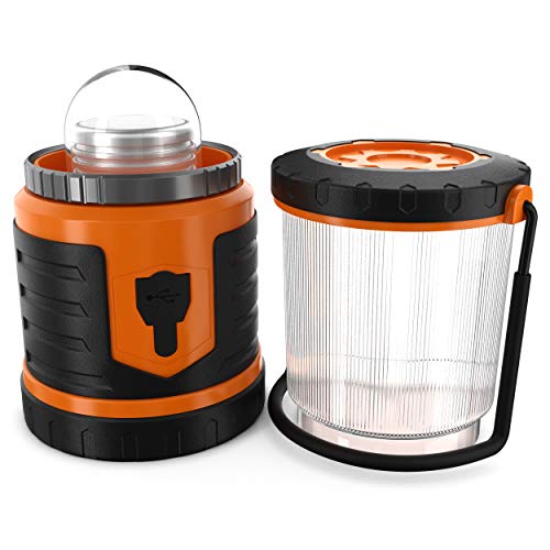 Blazin' USB Rechargeable Lantern Battery Power Bank | 12,000 mAh Phone Tablet Charger | 350 Hour Light | 1000 Lumen | 6 Modes | Emergency, Hurricane, Power Outage (Orange)