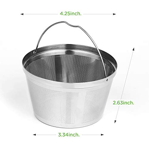 Reusable Coffee Filters 8-12 Cups Permanent Basket Metal filter Washable Compatible with Ninja Mr. Coffee Black & Decker Coffee Maker Filter Parts BPA-free(NOT Fit Cuisinart & Hamilton Beach & BUNN) - Thumbnail 3