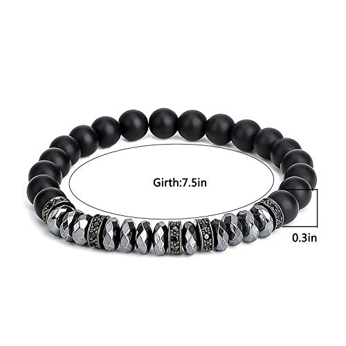 Pulsera de cuentas ASHMITA para hombre con piedra ónix negra miniatura 4