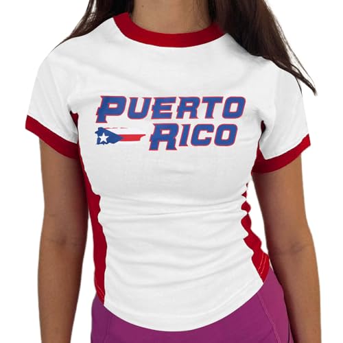Puerto Rico Shirt for Women Puerto Rican Shirts Boricua Tshirt Graphic Printed Crop Top Casual Summer Tees