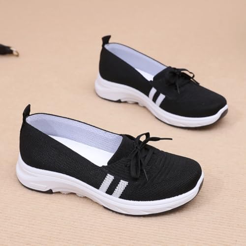Women’s Breathable Knit Slip-On Sneakers with Bow – Lightweight Low-Top Casual Shoes3