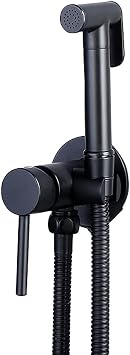 Handheld Bidet Sprayer Brass, Bidet Sprayer for Toilet, Cold and Hot Water Bidet Sprayer, Bidet Taps, Concealed Wall Mount Cloth Diaper Sprayer,Black,Black