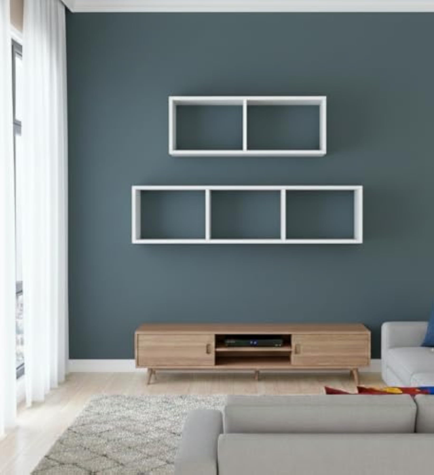 Wooden Shelves Combination Bookcase in White