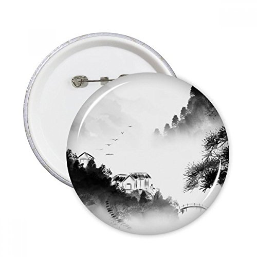 Badge aquarelle chinoise de montagne pour personnaliser votre style au quotidien sur veste S