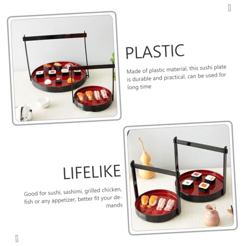 Plato de sushi plástico con asa estilo japonés miniatura 3