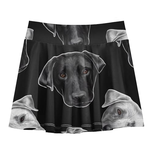 Joisal Girls Skorts Athletic Shorts Black White Labrador Dog Skirts with Shorts Cool Pink Little Girl 3t