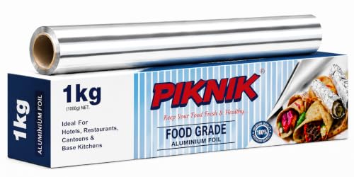 Image of Aluminium Foil | 11 Micron Food Grade Kitchen Foil Roll | Safe Paper Zigzag Cutter | Multipurpose Foil for Cooking, Baking, Wrapping & Food Storage (1kg / 18 Micron)