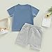 Toddler Baby Boy Summer Outfit 0 6 12 18 24M 3T Clothes Short Sleeve Letter Print T-Shirt Tops Drawstring Shorts Set (C-Blue, 0-6 Months)