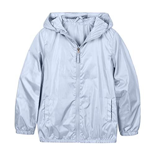 Image of MYJAJAYI Gray Boys Rain Jacket Lightweight Hooded Rain Coats for Kids Waterproof Jacket 12