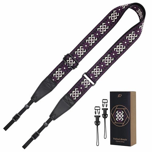 Image of Padwa Lifestyle Adjustable Camera Strap - 1.5 inch Top Layer Cowhide Head Camera Straps for Photographers, Cotton Adjustable Neck Shoulder & Crossbody Strap Quick Release for All Cameras and Binoculars