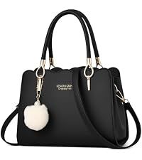 Borsa Tote Elegante A Blocchi Di Colore In Similpelle – Media, Impermeabile, Con Tracolla, Per Lavoro E Viaggi, Nera Con Ciondolo Cuore