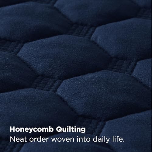 Image of Bedsure Quilts Queen Size - Lightweight Queen Comforter Set with Classic Honeycomb Quilting, Soft Quilt Bedding Set, Navy Bedspreads Coverlet for All Seasons with 2 Pillow Shams (90 inch x 96 inch)