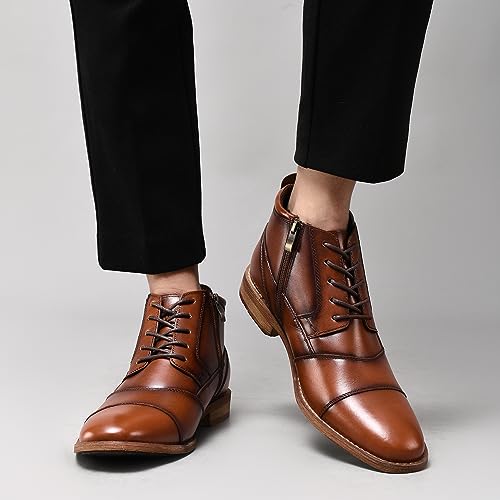 Image of Arkbird Men's Dress Boots Genuine Leather Cap Toe Ankle Boot with Side Zipper for Casual Business Formal Wear