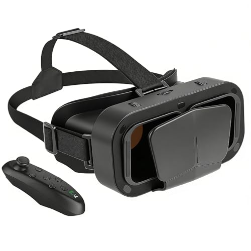Gafas VR 3D para Móvil con Mando, Lentes HD Anti Luz Azul, Compatible con iPhone y Android 4,7–7', Visor Realidad Virtual para Juegos y Películas