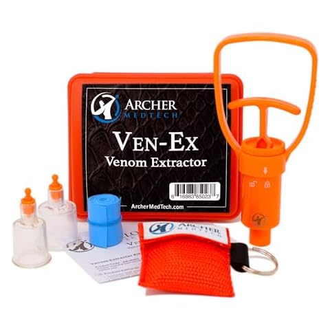 Ven-Ex Snake Bite Kit, Bee Sting Kit, Venom Extractor Suction Pump, Bite and Sting First Aid for Hiking, Backpacking and Camping. Includes Bonus CPR face Shield by Archer MedTech. Cover