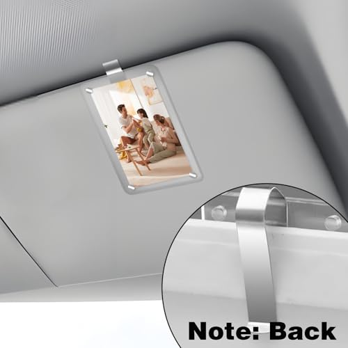 Image of HINGTAI Acrylic Magnetic Personalized Photo Holder Car Picture Frame, Car Picture Holder, Car Photo Holder Car Visor Clip, Personalized Car Accessories Can Be Used to Add Your Personal Photo