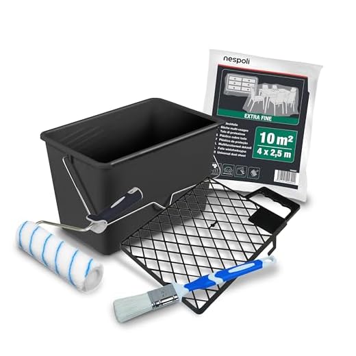 Nespoli - Set Pittura Completo con Rullo per Pittura, Pennello Pittura, Secchio, Telo, Retina - Kit Pittura Murale e Fissativo per Muri Interni per Lavori Fai da Te, Set Rullo Pittura Facile Utilizzo