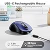 TECKNET Bluetooth Mouse, Wireless Mouse Rechargeable Tri-Mode Bluetooth 5.0/3.0+2.4G for Laptop, Silent 4800DPI PC Computer Mice with 6 Adjustable Levels for Windows, Mac, Linux, Chrome, Blue #2