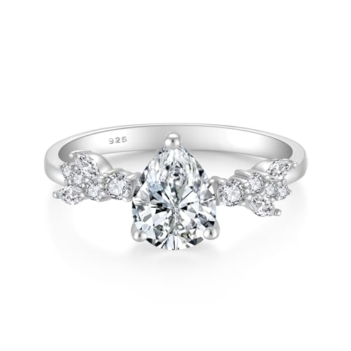 Pear Cut Moissanite Wedding Ring,1 Carat D Color VVS1 Engagement Rings for Women Promise Rings Sterling Silver for Her Gift Size 5-10
