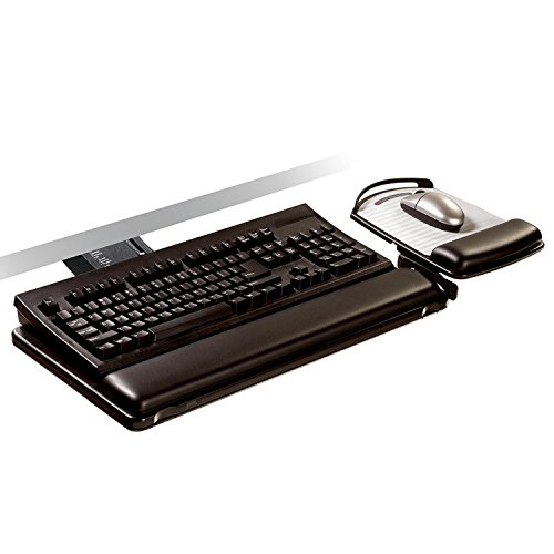 3M Easy Adjust Sit/Stand Keyboard Tray with Adjustable Platform, 23 Inch Track, Antimicrobial