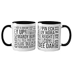 Willow Gifts Yorkshire Sayings Mug - Funny Yorkshire County Present Gift Ideas Tea Coffee Novelty Heavy Duty Handle Dino Coated DishwasherMicrowave Safe Present Gift (Black Handle)