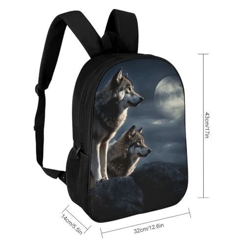 Cute Backpack,Wolves in The Moonlight Print Backpacks,17 Inch Backpack for Men,Suitable for Extra Heavy And Heavy Duty Backpacks2