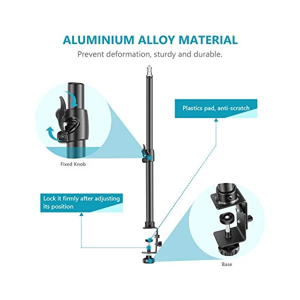 Neewer Tisch Lichtstativ Klammer mit Stativ mit 1/4 Zoll Schraube für Ringlicht und LED Licht Aluminiumlegierung… – Bild 5