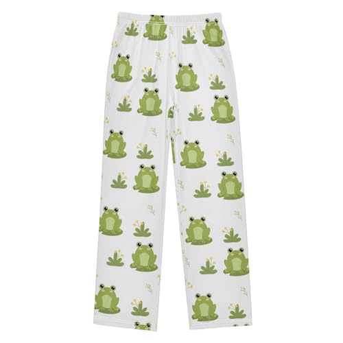 Boys' Pants Funny Green Frog Leaves Long Bottoms Jogger Pants Elastic Waist Trousers with Pockets S-XL