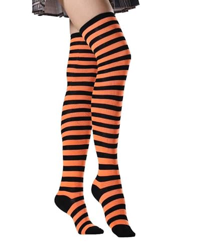 Image of Womens Thigh High Socks Athletic Stripe Cute Colorful Over the Knee High Sock Colorful Long Tube Sock