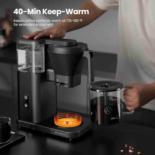 Kismile SCA-Certified 8 Cup Drip Coffee Maker, Pour Over Coffee Machine with 3s Instant Heat 197–205℉, Adjustable Flow Control, Removable Water Tank, Deep Cold Brew & 40 Min Keep Warm (Dark Grey) — view 5