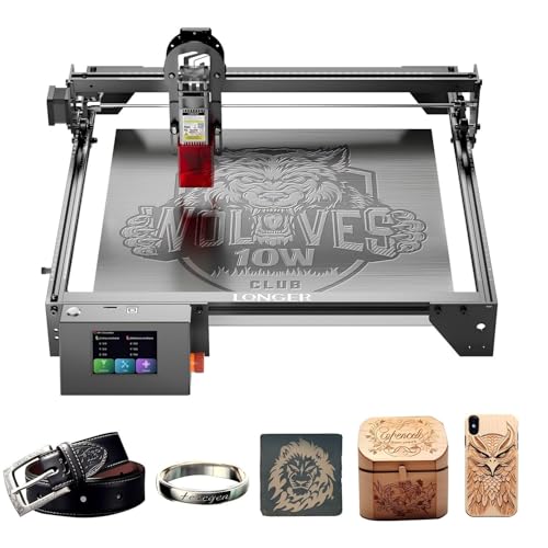Longer Laser Gravurmaschine & Cutter 10W – Upgrade Edition mit 24.000 mm/min, 3,5' Farb-Touchscreen, Offline App, für Metall/Glas/Holz DIY