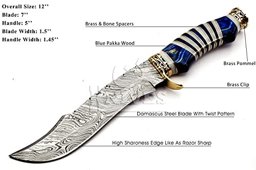 image for NoonKnives : Hand Made Damascus Steel Collectible Bowie Knife & Handle