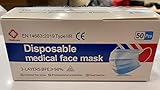 50 Masques Chirurgicaux Médicaux Type IIR- 2R - Dispositif Professionnel et Particulier-3 Plis Jetables - Certifiés CE - Norme EN14683:2019 + AC:2019-3 Couches - Polypropylène-