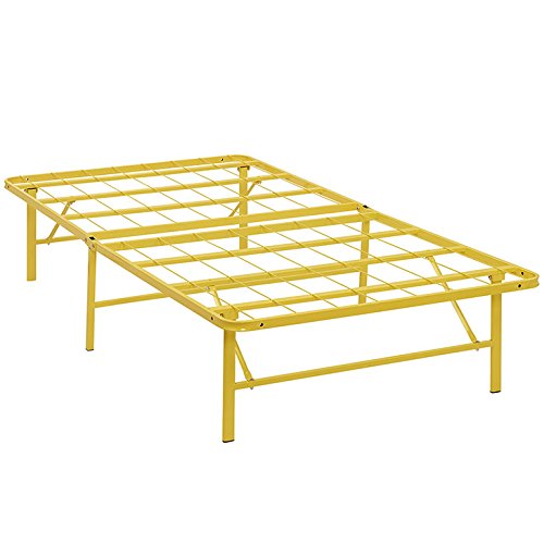 Modway Horizon Replaces Box Spring-Folding Metal Mattress Bed Frame, Twin, Yellow #TOP15