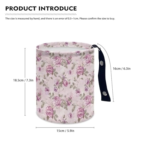 Image of Purple Flower Car Trash Can - Portable Collapsible Back Seat, Front Seat, Floor, or Hanging Headrest Waste Basket Car Accessories Interior Easy to Clean