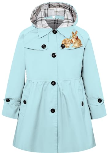 Image of Betusline Girl's Single Breasted Trench Coat Hooded Dress Coat Outerwear, 2-14 Years