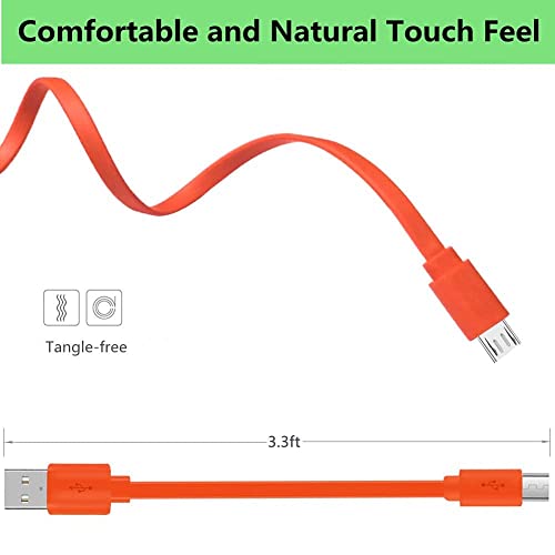Learsoon Micro Usb Flat Cord Fast Charger Cable Compatible With Jbl Flip 2 Flip 3 Flip 4 Charge 3 And Logitech Ue Boom3 Speaker 22Awg Android Phones(Orange) #TOP2