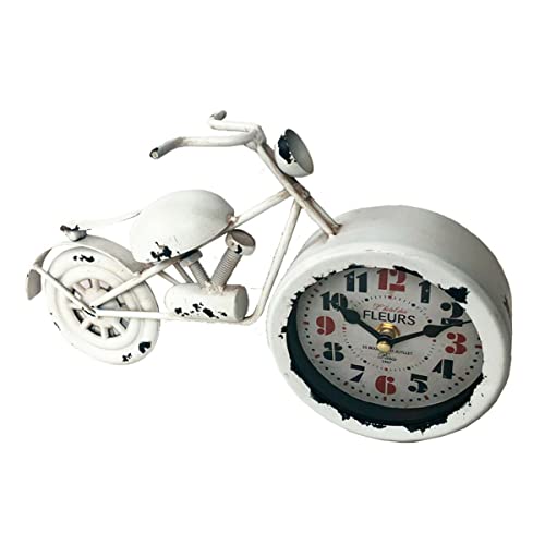 Reloj de sobremesa moto blanco para adornar estanterías de salón