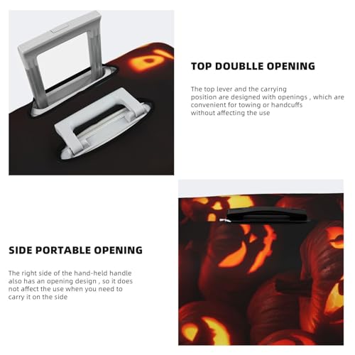 Halloween Pumpkins Glowing In The Dark Elastic Travel Luggage Covers Dustproof Scratch-Resistant Suitcase Protector Fit 22-24 Inch3