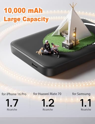 Power Bank, 10000mAh Magnetic Portable Charger for Magsafe, Fast Charging Compact High-Speed Battery Pack, Ultra-Slim Wireless Powerbank for iPhone 17/16/15/14/13/12 Pro Max Series, Samsung, Android