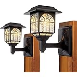 LeiDrail ソーラーライト 屋外ウォールライト ブラケットライト ガーデン 壁掛け式 自動点灯 門柱灯 おしゃれ アンティーク 玄関 階段 庭 壁 ベランダ ガレージ 倉庫 レトロ感 装飾 照明