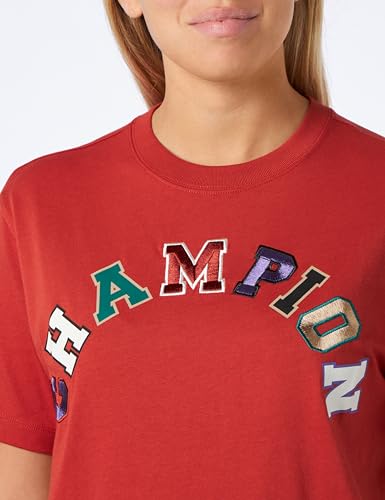 Champion Rochester 1919 Bookstore W Athletic Jersey Combed Relaxed L-s Crewneck Camiseta, Rojo Ocre, Mujer