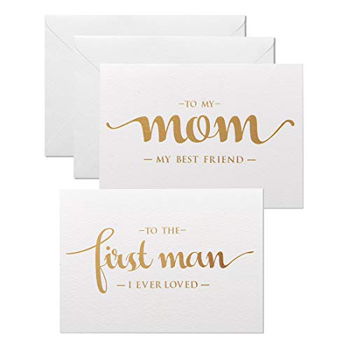 to My Mom, to My First Man I Ever Loved Wedding Day Cards from Daughter, Gold Foiled Wedding Card to Parents, Mother and Dad
