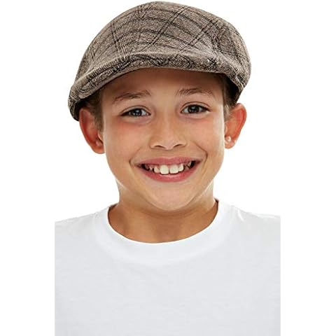 Smiffys Kids Flat Cap, Brown, Black, One Size Cover