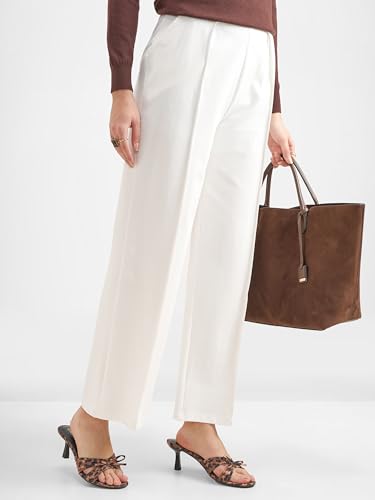 Image of Tokyo Talkies Wide Leg Relaxed fit Korean Pants |Ultra Soft|High Rise Pleated Trousers |Workwear|Formal All Day wear
