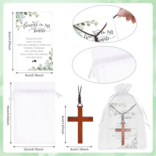 50 Sets Christian Gift Wooden Cross Necklace Bulk for Men Women Wood Cross Pendant Necklace with Prayer Cards Organza Bags for Family Friends Baptismal Church Gift Religious Bible Verse Party Favor2