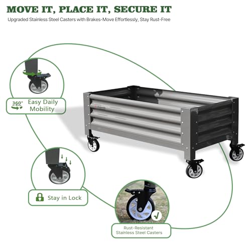 Image of Anleolife Low-Profile Elevated Raised Garden Bed, Quartz Grey