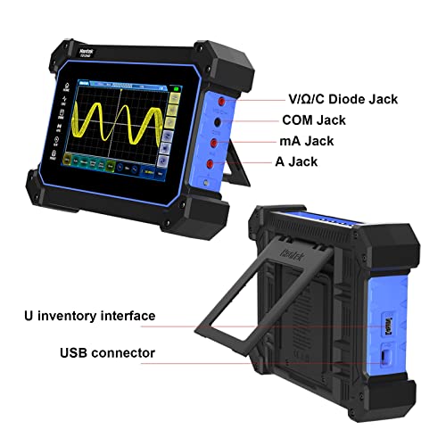 Image of Hantek Touch Screen Tablet Oscilloscope, 2 Channel Handheld Digital Oscilloscope 250MHz 1GSa /S with Multimeter Build with Large Capacity Battery +Type C Charger
