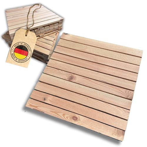 BAVAWOOD 4x Holzfliese 49,5 x 49,5 cm Terassenfliesen - gebürstete Oberfläche - PEFC zertifiziertes Fichtenholz - Ideal für Gartenwege, Terasse & Balkon - naturbelassen & individuell behandelbar BAVAWOOD 4x Holzfliese 49,5 x 49,5 cm Terassenfliesen - gebürstete Oberfläche - PEFC zertifiziertes Fichtenholz - Ideal für Gartenwege, Terasse & Balkon - naturbelassen & individuell behandelbar